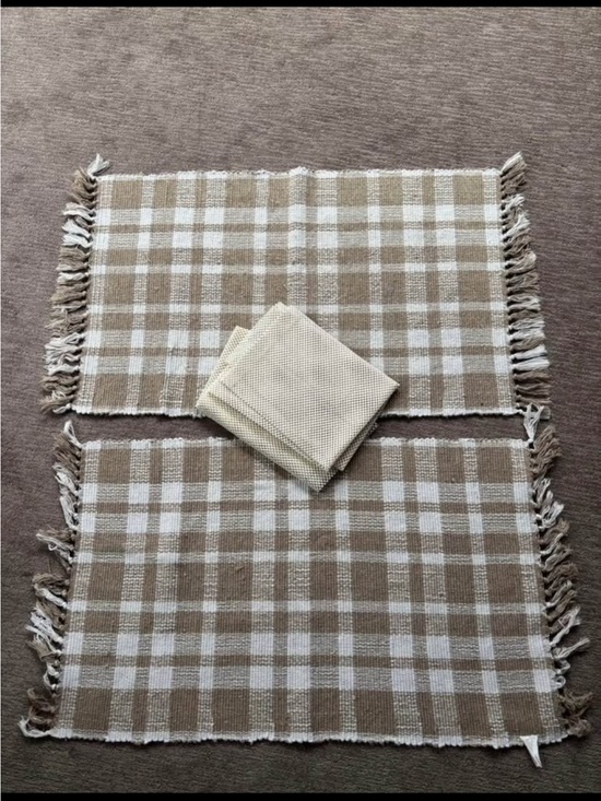 Hobby Lobby Other - Neutral Plaid Rugs Set of 2 - Includes Non-Slip Pads